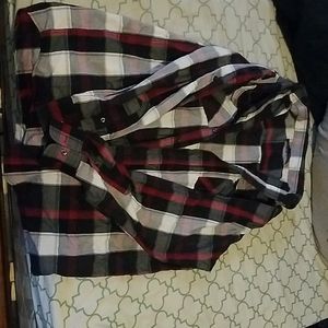 Red,white, and black button up polo